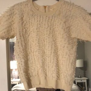 Anthropology Maeve S/L Merino Wool Sweater in Cream Sz Medium